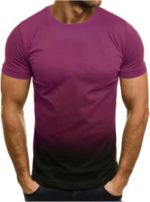 Mens Shirts Crewneck Short Sleeve Summer Beach Shirt Causal Stylish Gradient Color Graphic Tee Shirts Fashion Clothes