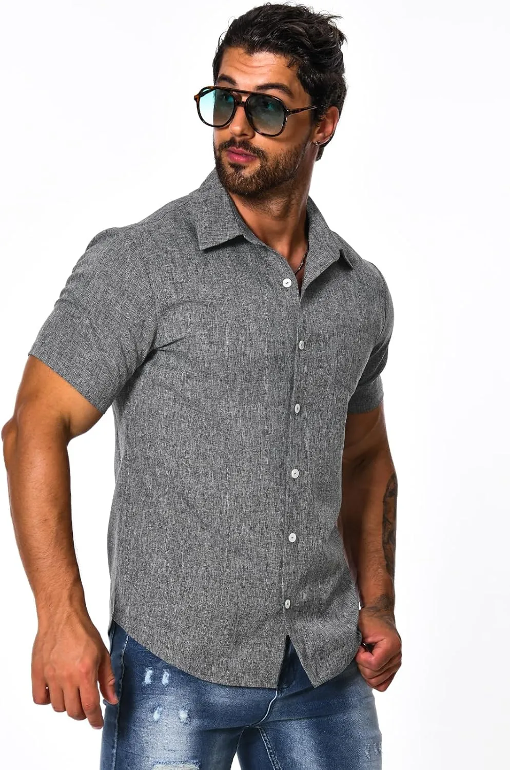 Mens Shirts Summer T Shirt Short Sleeve Button Down Dress Shirts Casual Tshirt Stylish Fashion Clothes