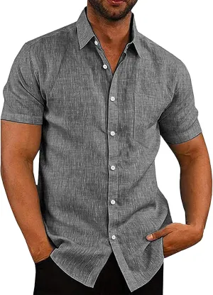 Mens Shirts Summer T Shirt Short Sleeve Button Down Dress Shirts Casual Tshirt Stylish Fashion Clothes