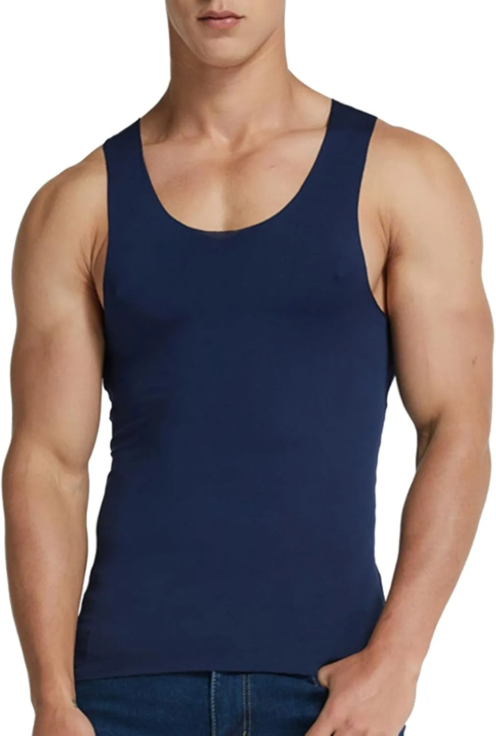 Men's Silk Tank Tops Breathable Quick Dry Sleeveless Muscle Cut Off Shirt Casual Moisture Wicking Athletic Sweat Shirts
