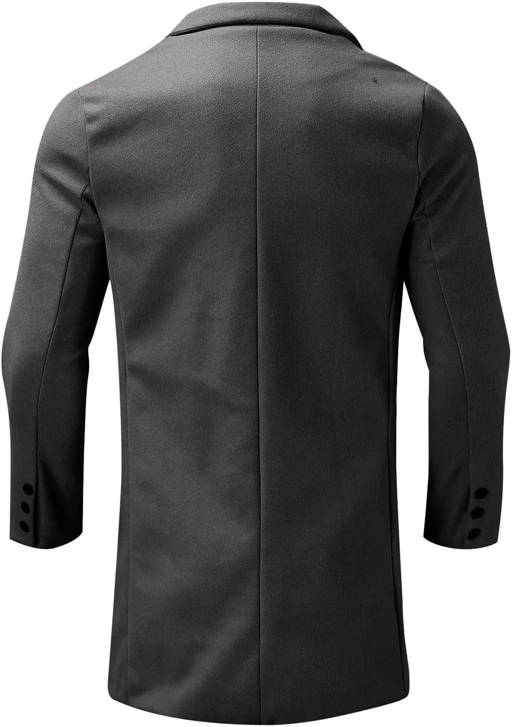 Mens Single Breasted Duffle Trench Coat Mid Length Winter Warm Winbreaker Pea Coat Notch Lapel Long Casual Overcoat
