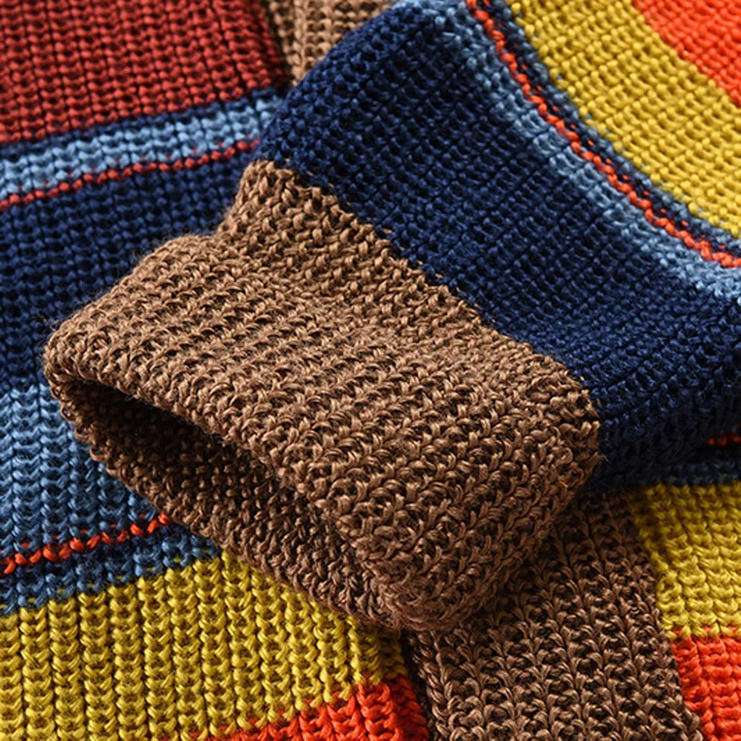 Mens Striped Sweaters Fall Colorful Knit Sweater Long Sleeve Button Down Sweatshirts Casual Cardigan Sweaters
