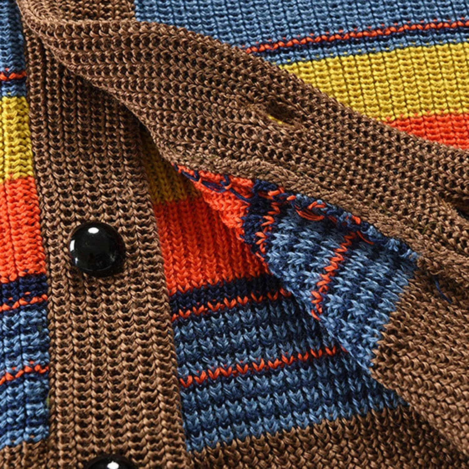 Mens Striped Sweaters Fall Colorful Knit Sweater Long Sleeve Button Down Sweatshirts Casual Cardigan Sweaters