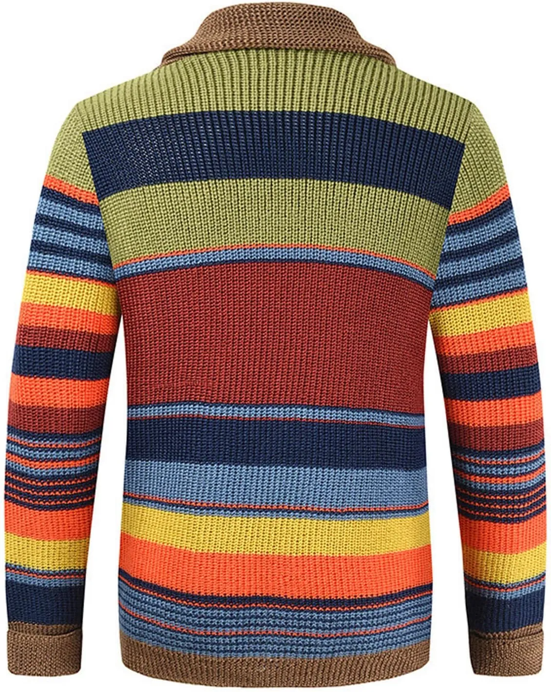 Mens Striped Sweaters Fall Colorful Knit Sweater Long Sleeve Button Down Sweatshirts Casual Cardigan Sweaters