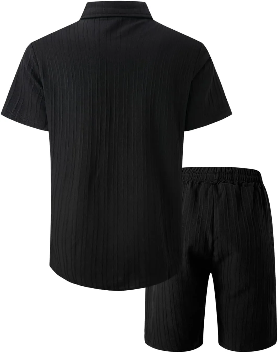 Mens Summer 2 Piece Outfits for Vacation Beach Hawaiian Short Sleeve Button Down Cotton Linen Cuban Shirts and Shorts Sets