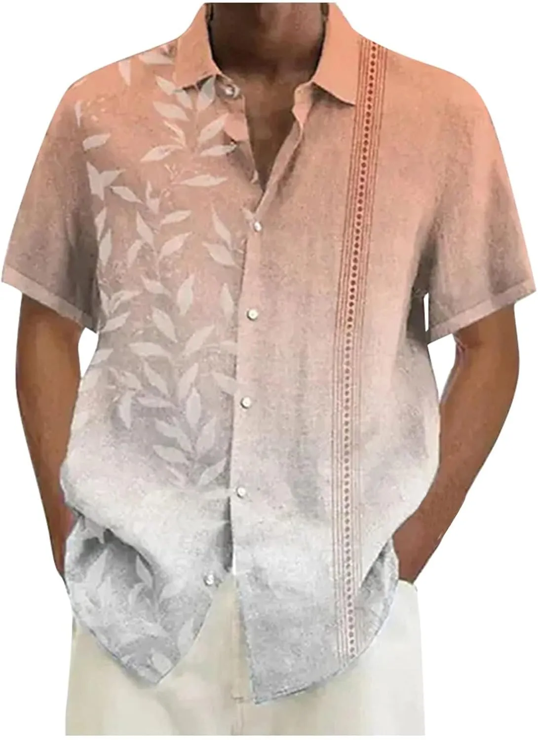 Men's Summer Beach Shirts 2025 Trendy Wedding Party Vacation T-Shirts Button Down Short Sleeve Tops for Outdoor Trip