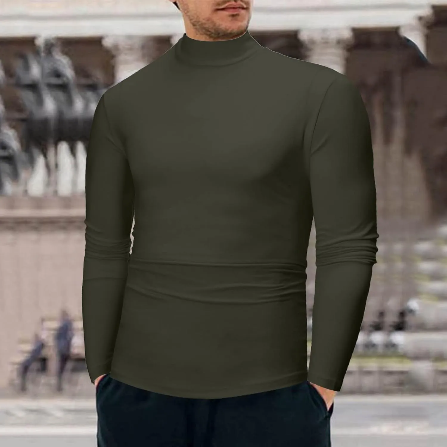 Men's Summer Shirts Long Sleeve High Collar Sexy Comfortable Leisure Style Sport Pants Comfy Fashion Trendy Tee