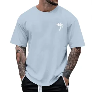 Men's Summer Short Sleeve Palm Tree Print T-Shirts Lightweight Quick Dry Casual Loose Fit Graphic Tee Shirts 2025
