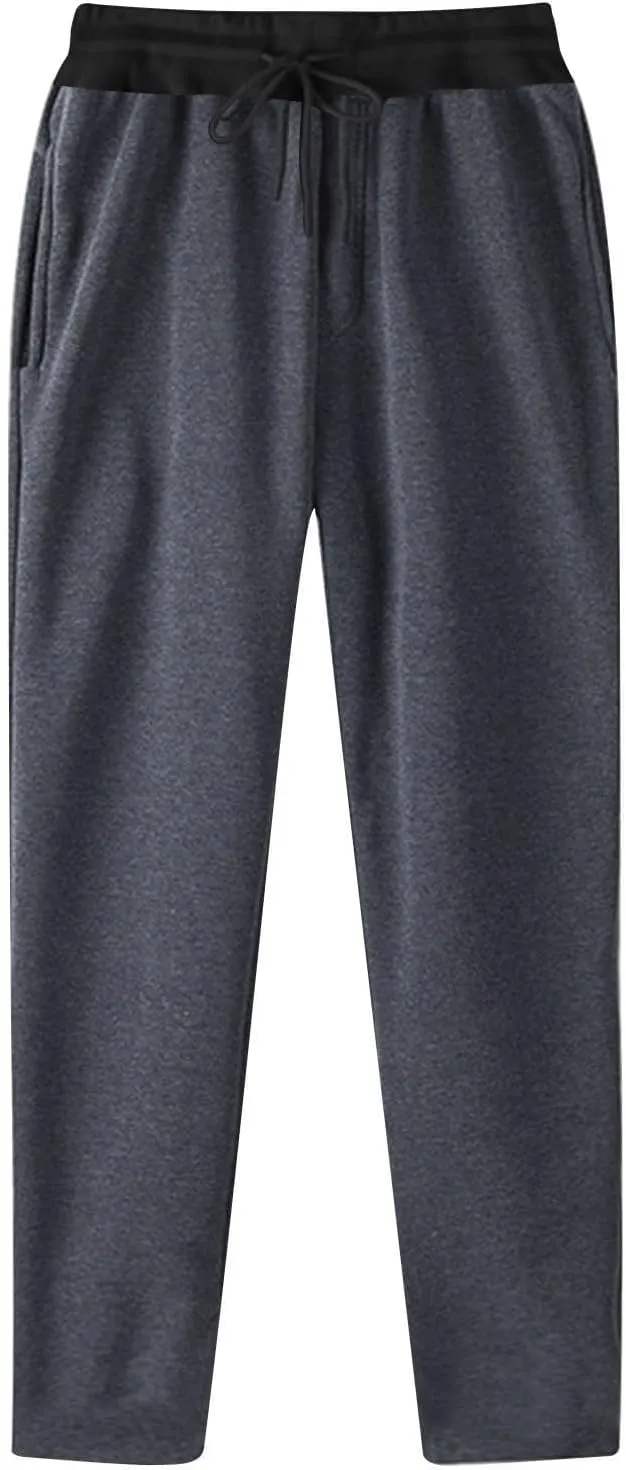 Men's Sweatpants Open Bottom Straight Leg Trousers Baggy Lounge Running Athletic Joggers Pants with Pockets