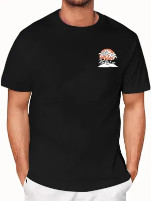 Mens T-Shirt Casual Lightweight Athletic Tshirts Short Sleeve Crew Neck Print Tops Soft Fitted Graphic Tees