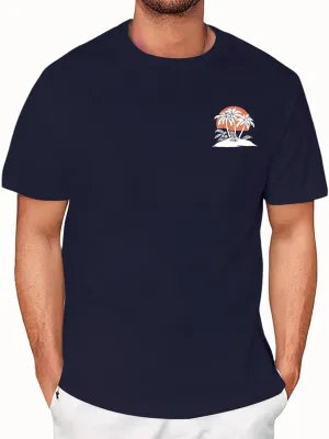 Mens T-Shirt Casual Lightweight Athletic Tshirts Short Sleeve Crew Neck Print Tops Soft Fitted Graphic Tees