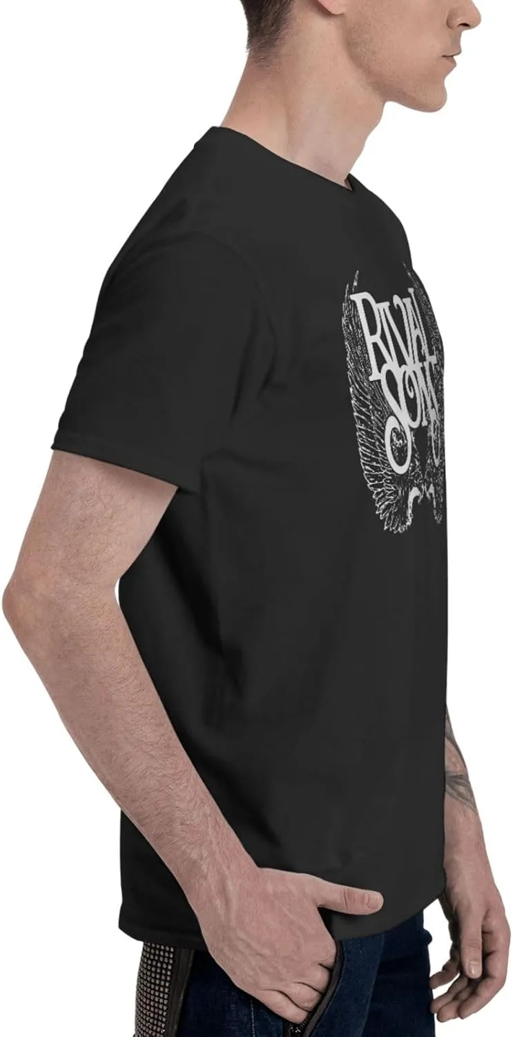 Men's T Shirts Fashion Short Sleeve Sports Gym Workout Crewneck Black T Shirt