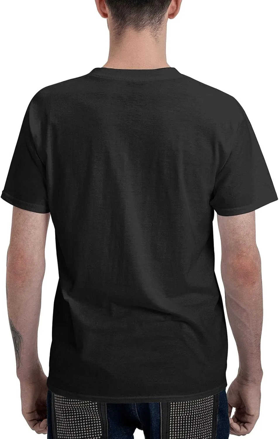 Men's T Shirts Fashion Short Sleeve Sports Gym Workout Crewneck Black T Shirt