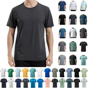 Men's T-Shirts Quick Dry T Shirt Crewneck Short Sleeve 2024 Men Running Workout Tee Tops Moisture Wicking Oversized Outfits