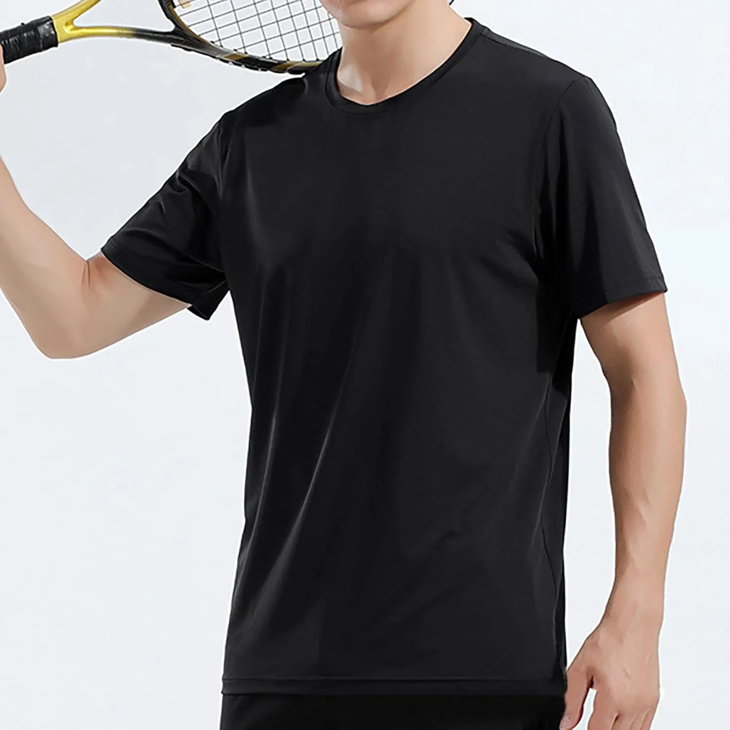 Men's T-Shirts Quick Dry T Shirt Crewneck Short Sleeve 2024 Men Running Workout Tee Tops Moisture Wicking Oversized Outfits