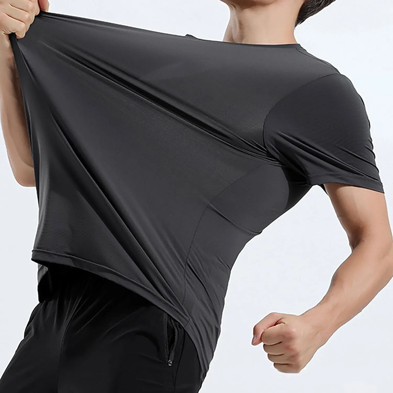 Men's T-Shirts Quick Dry T Shirt Crewneck Short Sleeve 2024 Men Running Workout Tee Tops Moisture Wicking Oversized Outfits