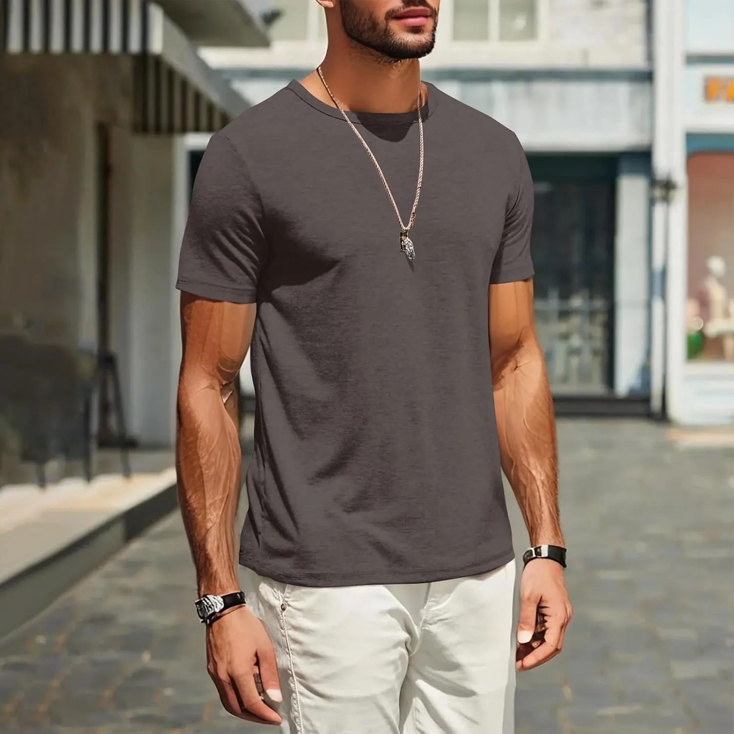 Men's T Shirts Short Sleeve Soft Crew Neck Lightweight Tee Shirts Casual Summer Basic Tops Men's Oversized Shirt