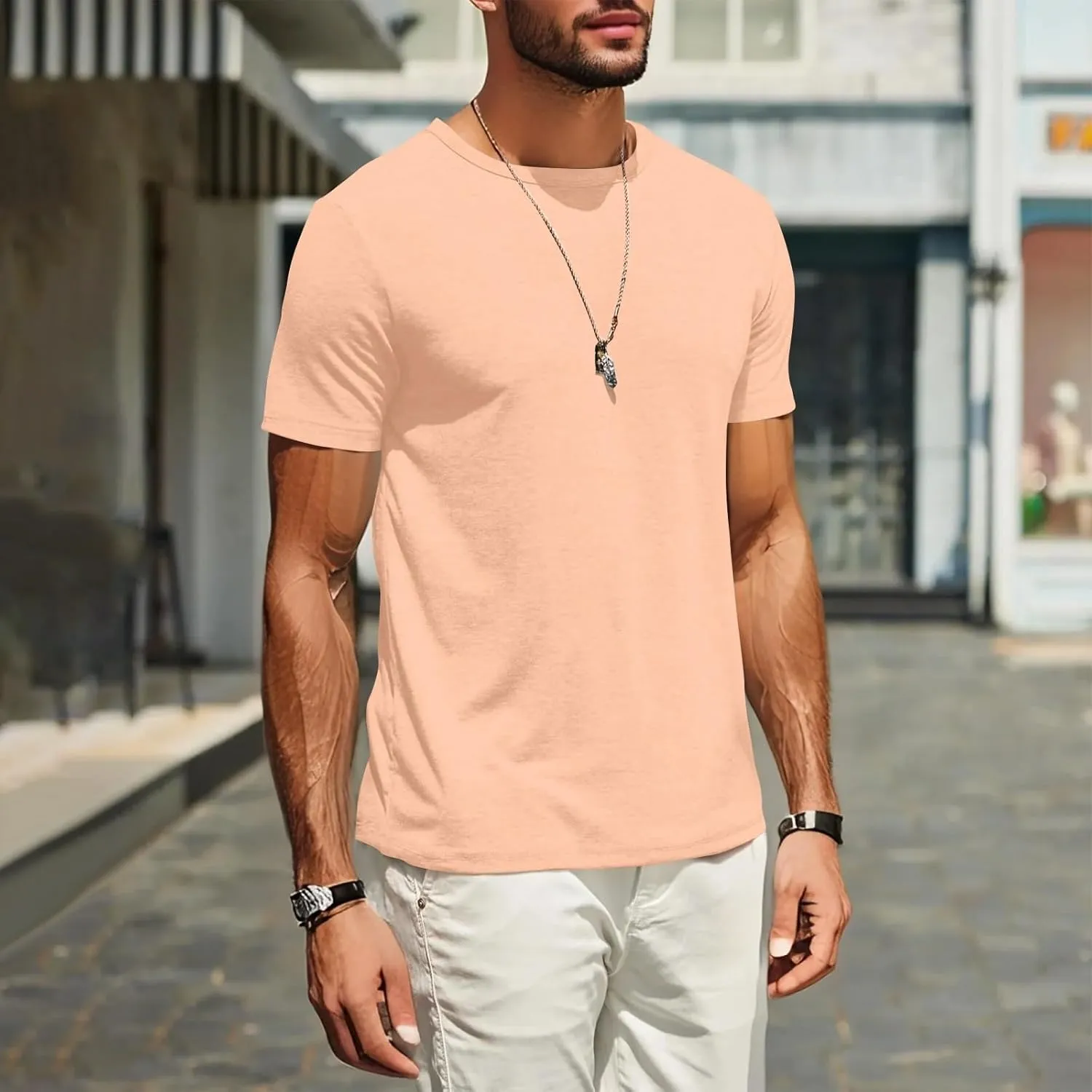 Men's T Shirts Short Sleeve Soft Crew Neck Lightweight Tee Shirts Casual Summer Basic Tops Men's Oversized Shirt