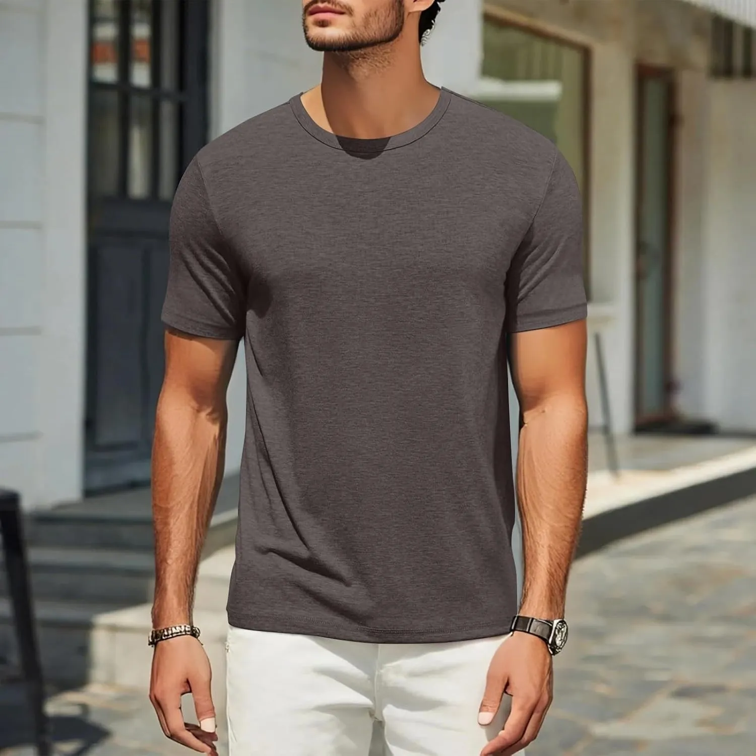 Men's T Shirts Short Sleeve Soft Crew Neck Lightweight Tee Shirts Casual Summer Basic Tops Men's Oversized Shirt