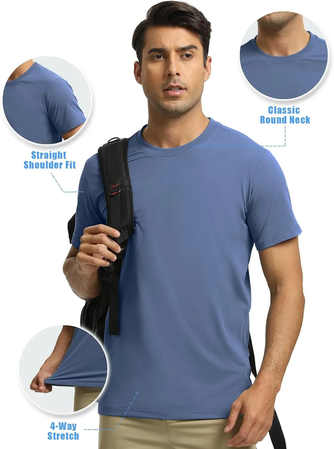 Men's T-Shirts Soft Lightweight Short Sleeve Tee, Crew Neck Moisture Wicking Shirt for Casual Running Workout Swim