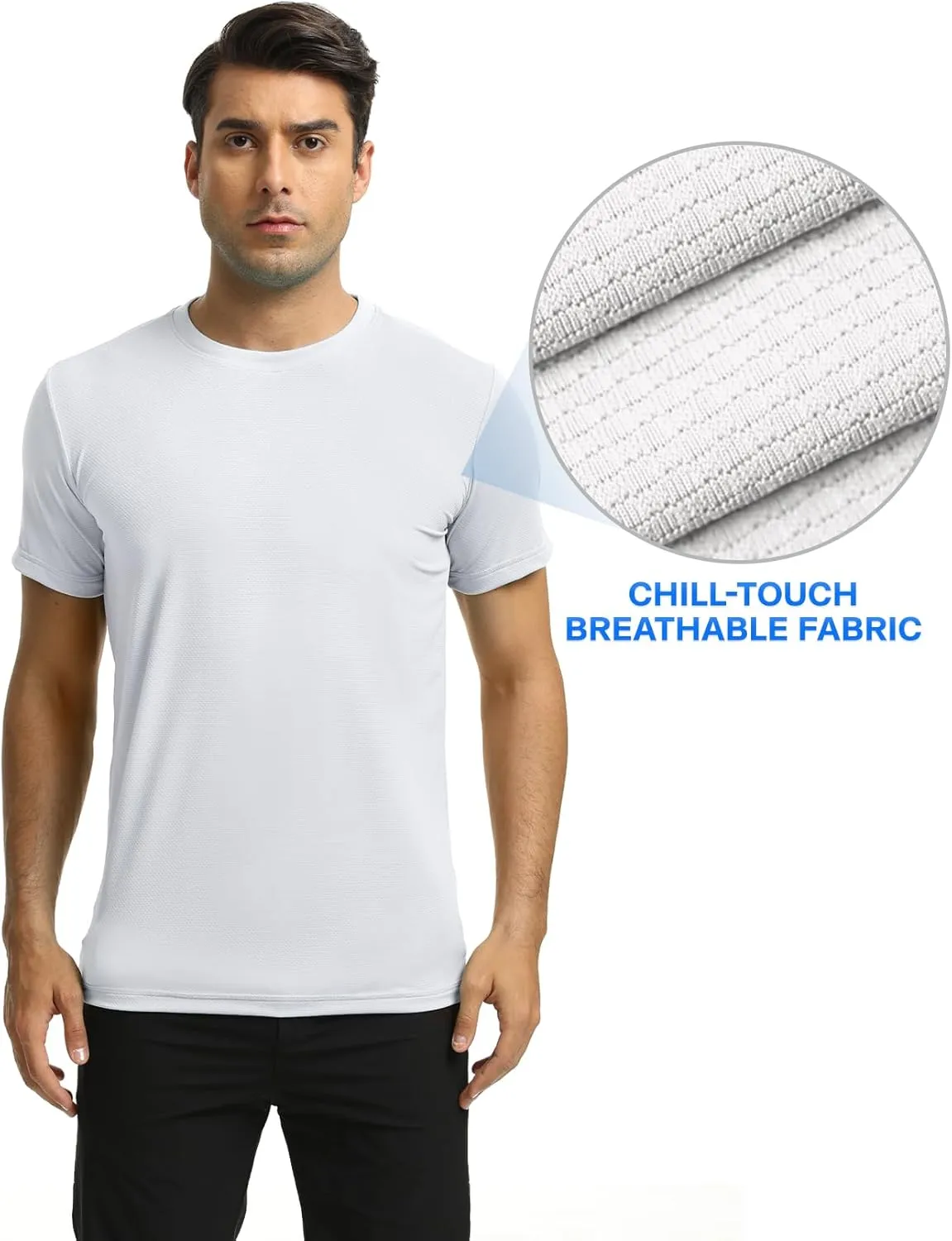 Men's T-Shirts Soft Lightweight Short Sleeve Tee, Crew Neck Moisture Wicking Shirt for Casual Running Workout Swim