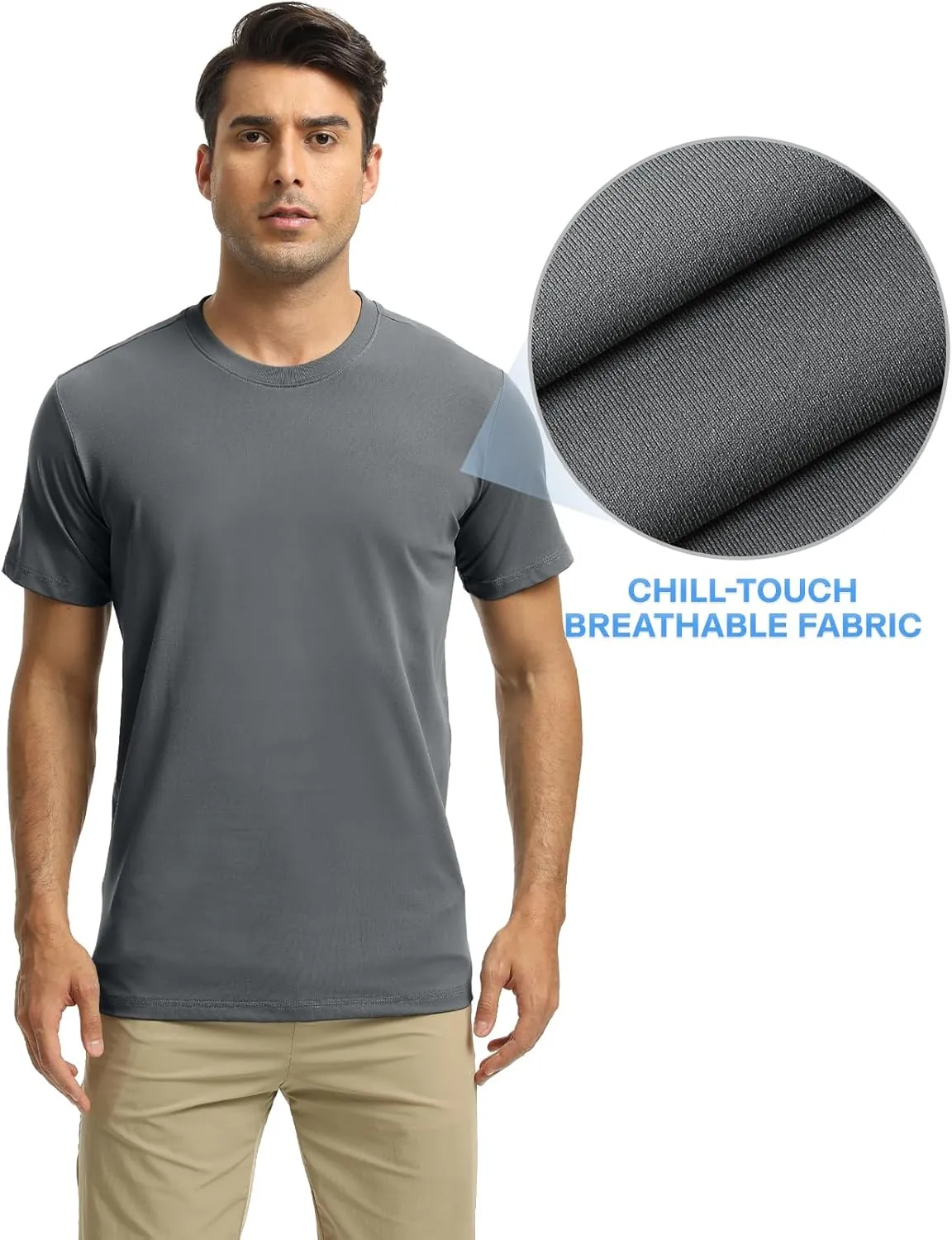 Men's T-Shirts Soft Lightweight Short Sleeve Tee, Crew Neck Moisture Wicking Shirt for Casual Running Workout Swim