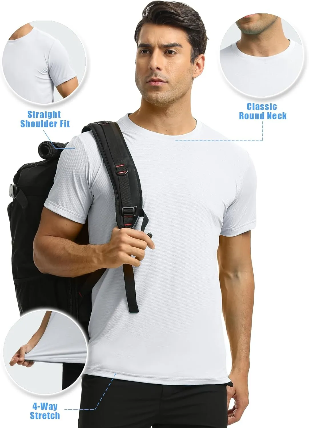 Men's T-Shirts Soft Lightweight Short Sleeve Tee, Crew Neck Moisture Wicking Shirt for Casual Running Workout Swim