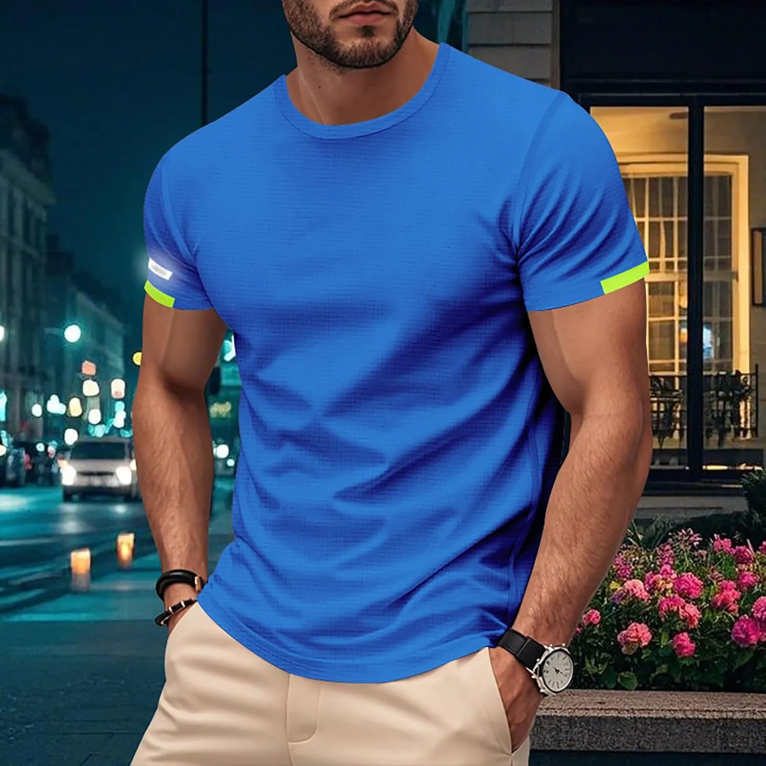 Men's T-Shirts Summer Short Sleeve Slim Fit Crew Neck Fitted Everyday Tshirt Basic Tees Moisture Wicking T Shirt Daily