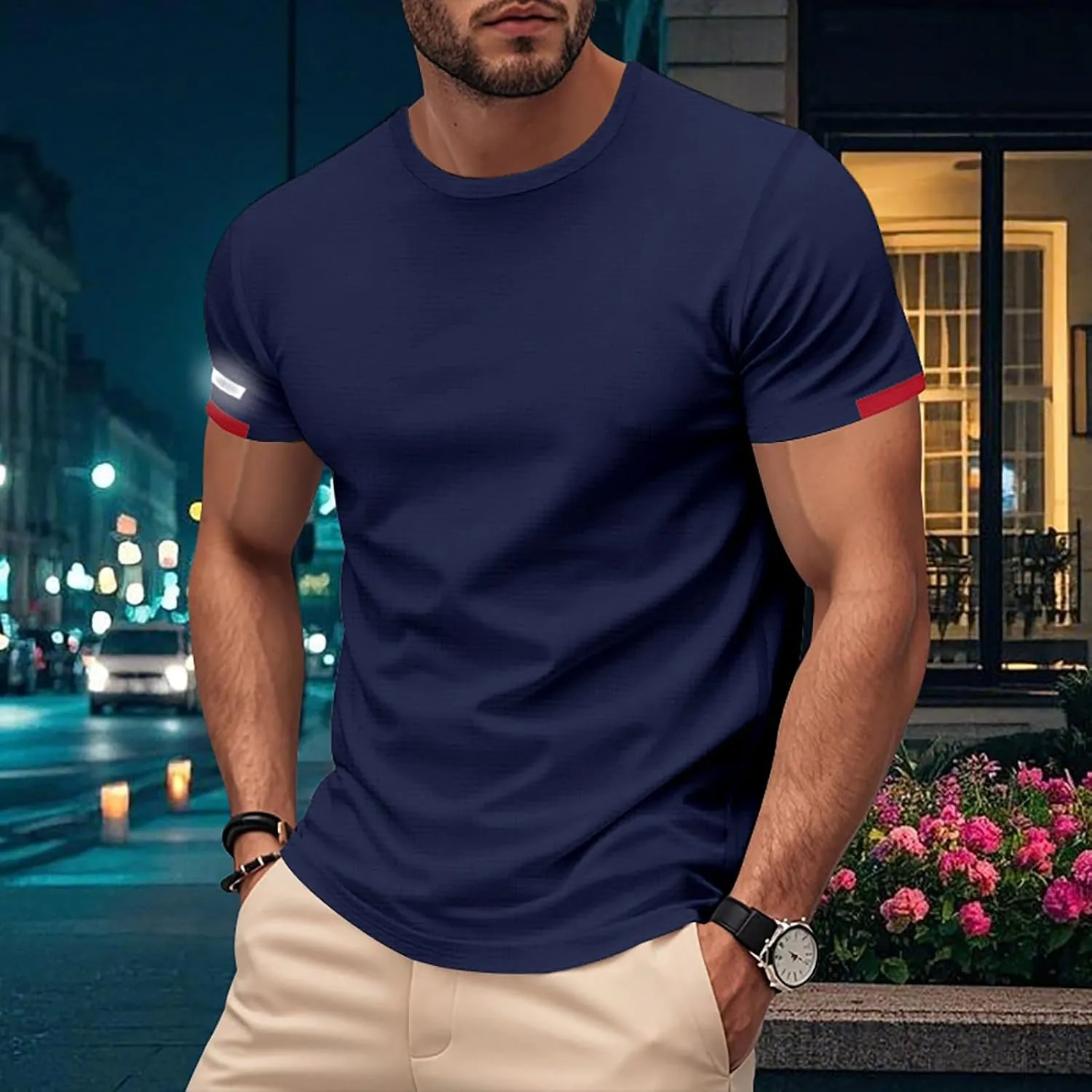Men's T-Shirts Summer Short Sleeve Slim Fit Crew Neck Fitted Everyday Tshirt Basic Tees Moisture Wicking T Shirt Daily