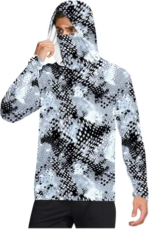 Mens UPF 50  Fishing Shirts Tops Long Sleeve UV Sun Protection Rash Guard Lightweight Sun Hoodie with Face Mask