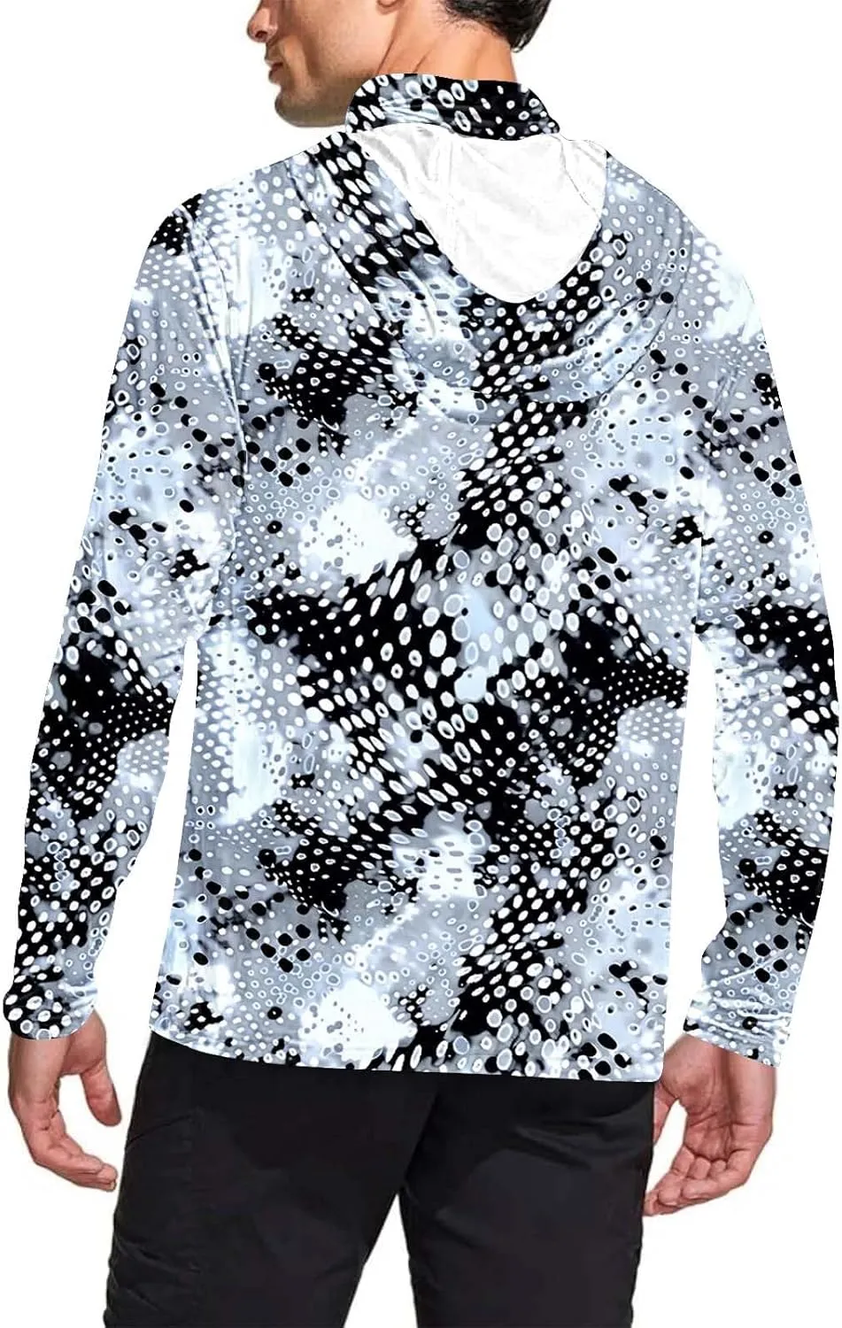 Mens UPF 50  Fishing Shirts Tops Long Sleeve UV Sun Protection Rash Guard Lightweight Sun Hoodie with Face Mask