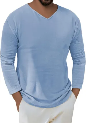 Mens V Neck Sweater, Basic Slim Fit Pullover, V-Neck Dress Sweater for Men Big & Tall Blouse Tee Tops