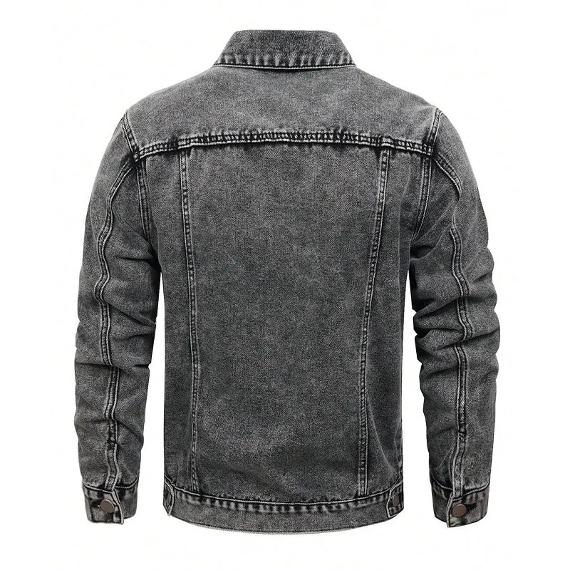 Men's Vintage Lapel Denim Jacket 87136284X