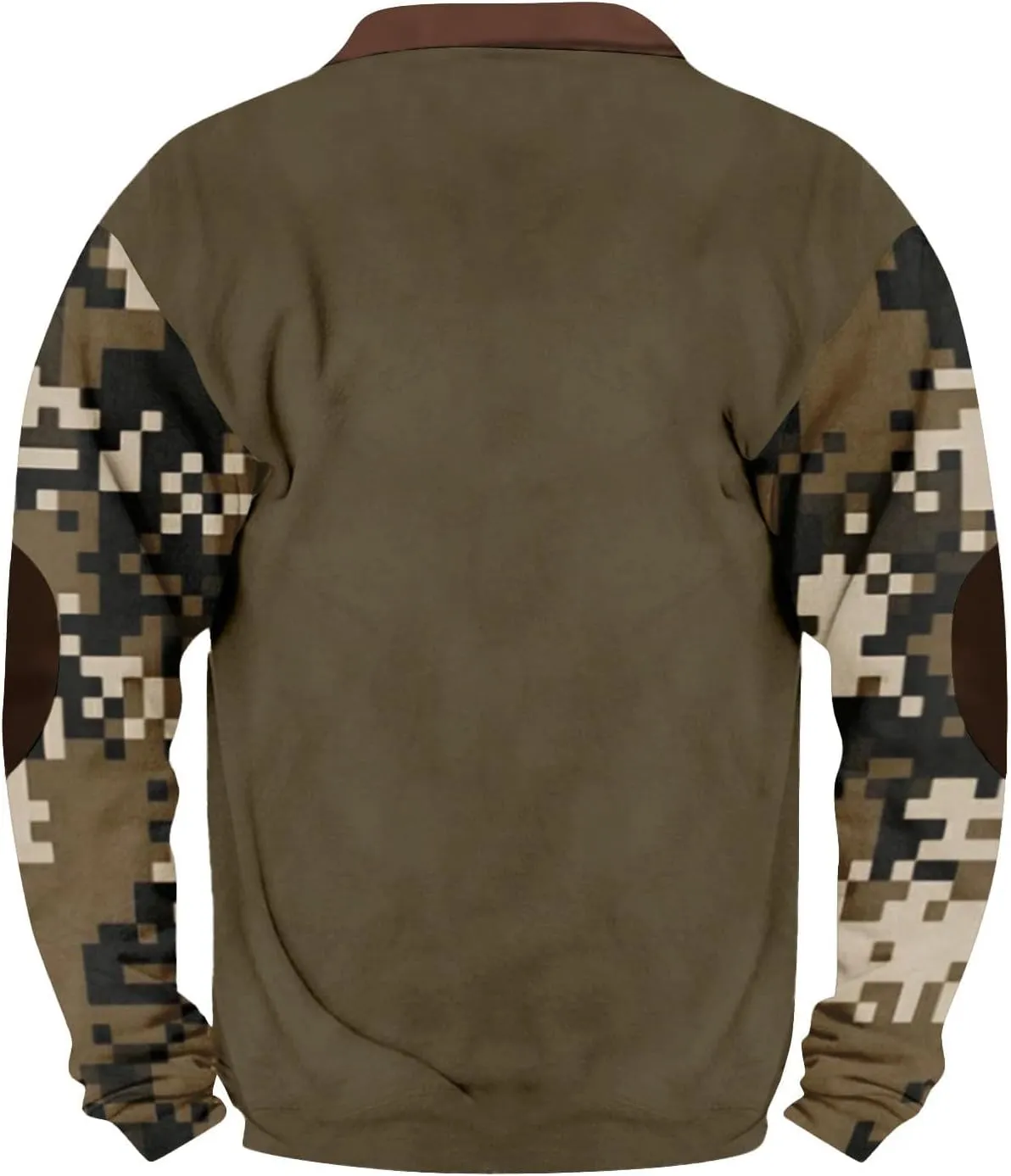 Men's Vintage Quarter Zip Sweatshirt Collared Pullover Shirt Casual Camo Long Sleeve Outdoor Workout Fall Top Clothes