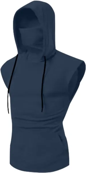 Men's Workout Hooded Tank Tops Sleeveless Sport Fitness Gym Hoodies Muscle Cut Off Shirt Trendy Compression Shirts