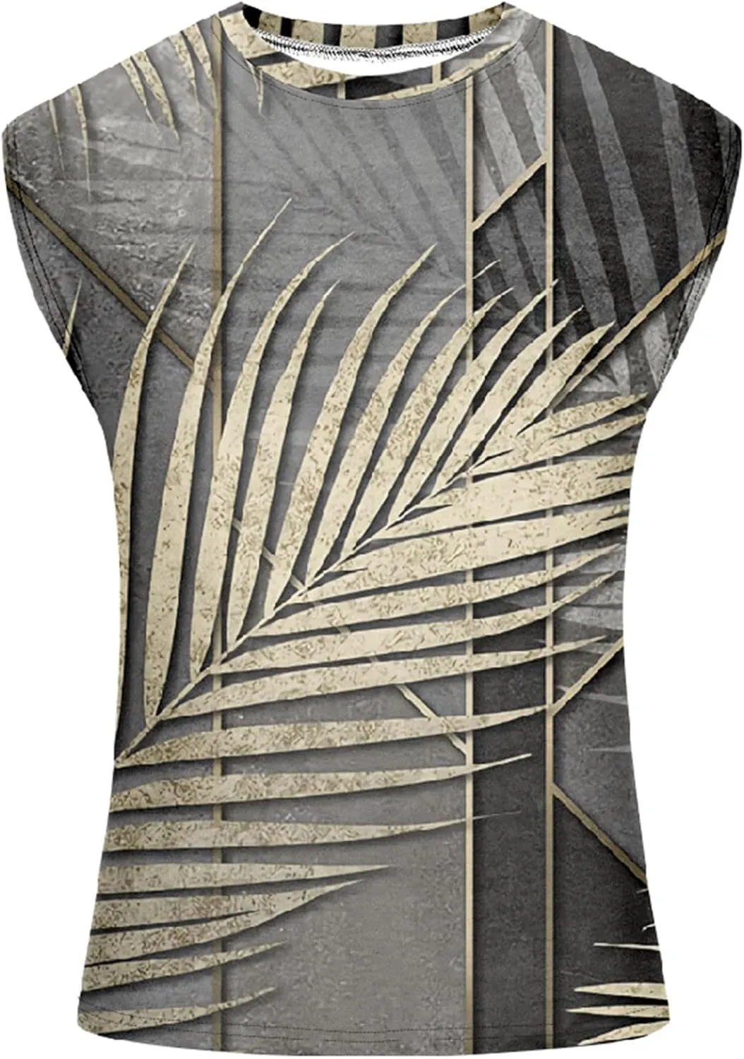 Muscularfit Funny Print Graphic Tee Shirts Mens Summer Casual Loose Sleeveless Crew Neck Tank Tops Hawaiian Beach Vest Shirts