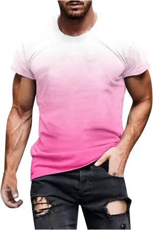Muscularfit Mens Tshirts Graphic Big and Tall Short Sleeve Athletic Shirt Summer Fashion Gradient Color Crewneck Pullover Tee