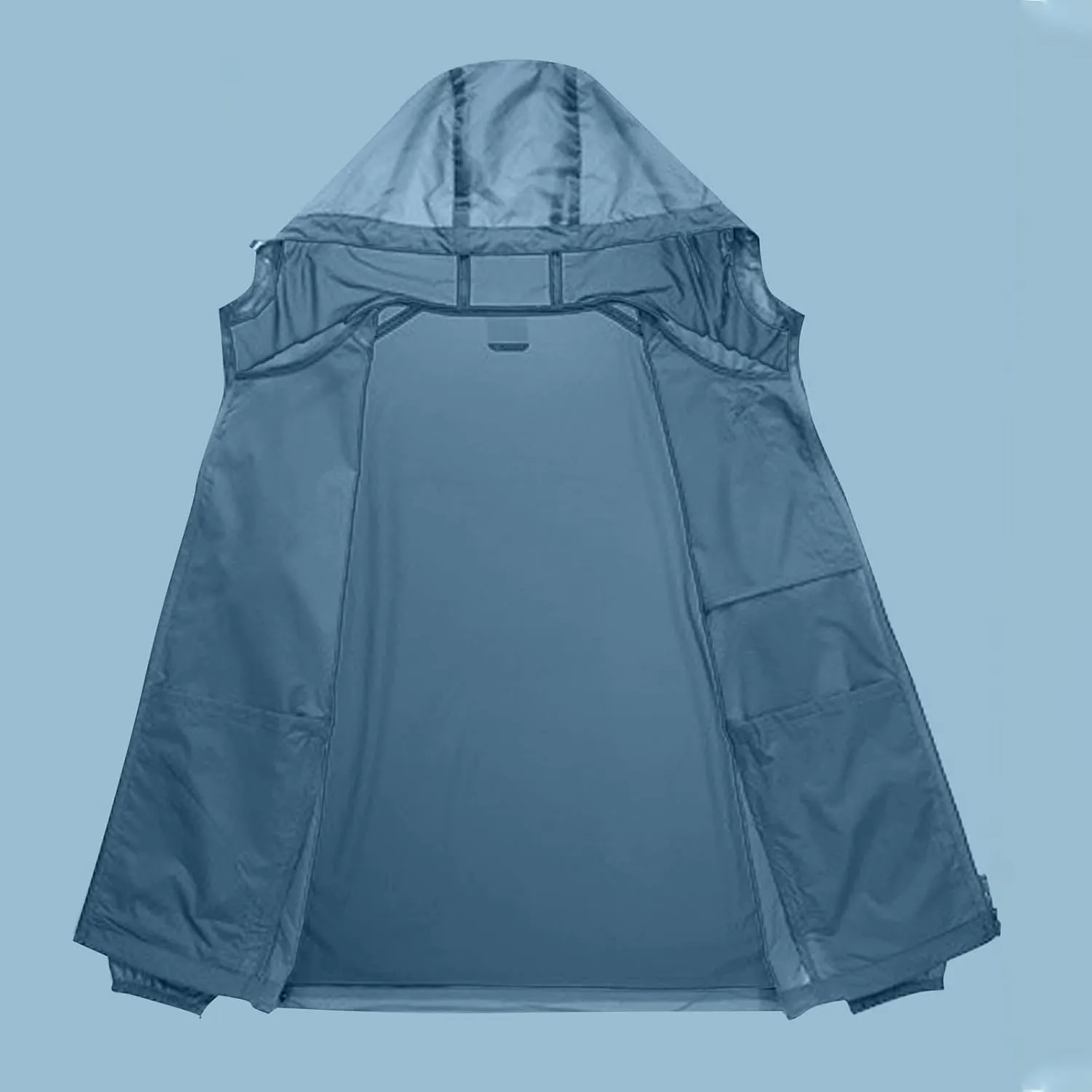 NATHGAM Men's Raincoat Lightweight Waterproof UPF 50  Sun Protection Hooded Shirt Slim Fit Hiking Fishing Outdoor Windbreaker