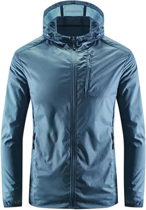 NATHGAM Men's Raincoat Lightweight Waterproof UPF 50  Sun Protection Hooded Shirt Slim Fit Hiking Fishing Outdoor Windbreaker