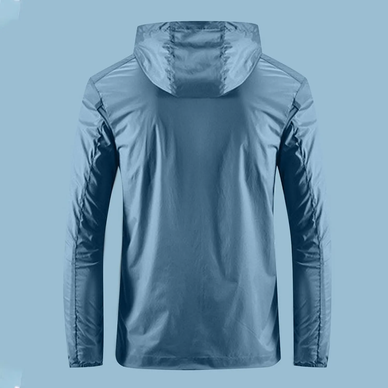 NATHGAM Men's Raincoat Lightweight Waterproof UPF 50  Sun Protection Hooded Shirt Slim Fit Hiking Fishing Outdoor Windbreaker