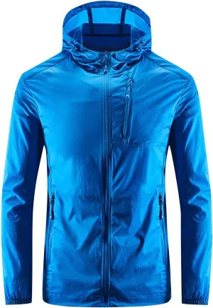 NATHGAM Men's Raincoat Lightweight Waterproof UPF 50  Sun Protection Hooded Shirt Slim Fit Hiking Fishing Outdoor Windbreaker