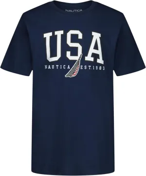 Nautica Boys' Short Sleeve Graphic Crew Neck T-Shirt, Soft, Comfortable, Relaxed Fit