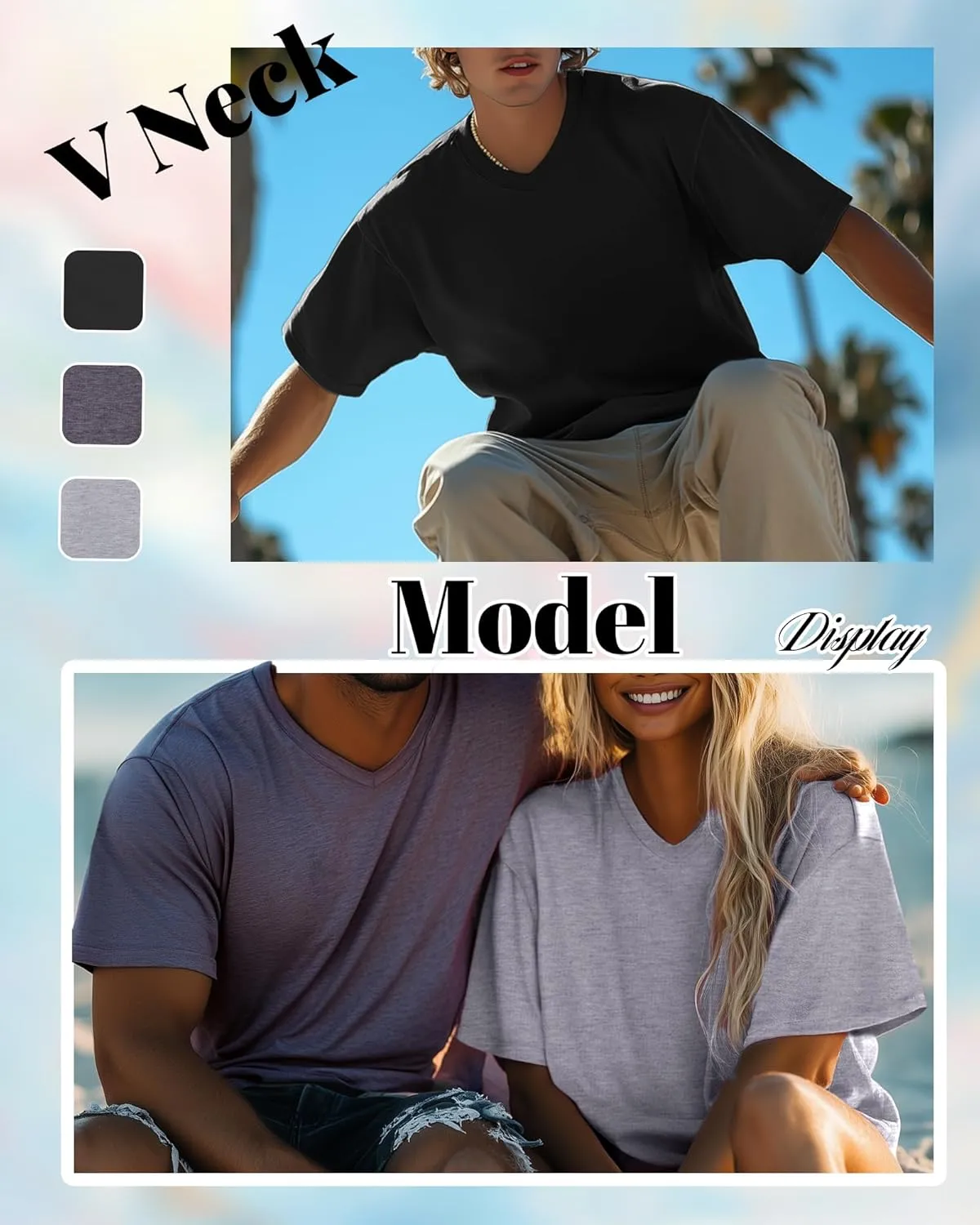 Neer 3 Pack Men's Big and Tall T-Shirts Casual V Neck Short Sleeve 30% Cotton Tee Shirt Summer Basic Soft Fitted Solid Tops