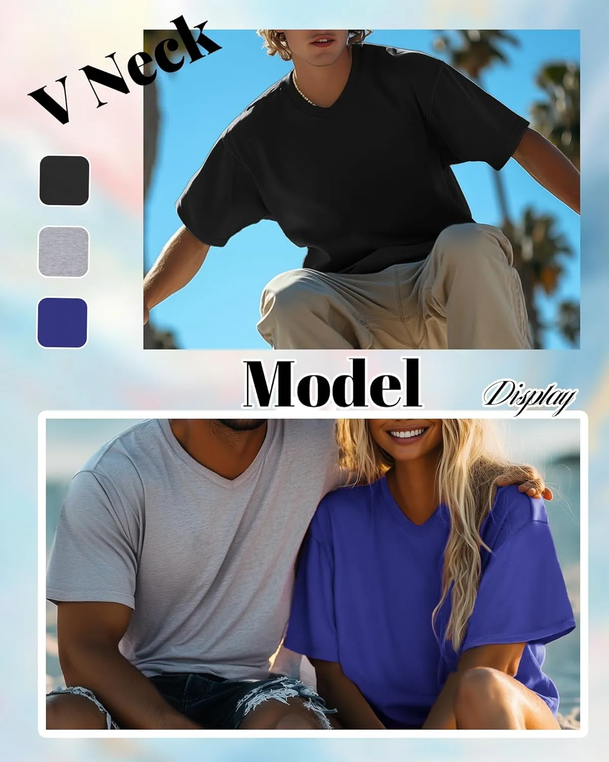 Neer 3 Pack Men's Big and Tall T-Shirts Casual V Neck Short Sleeve 30% Cotton Tee Shirt Summer Basic Soft Fitted Solid Tops