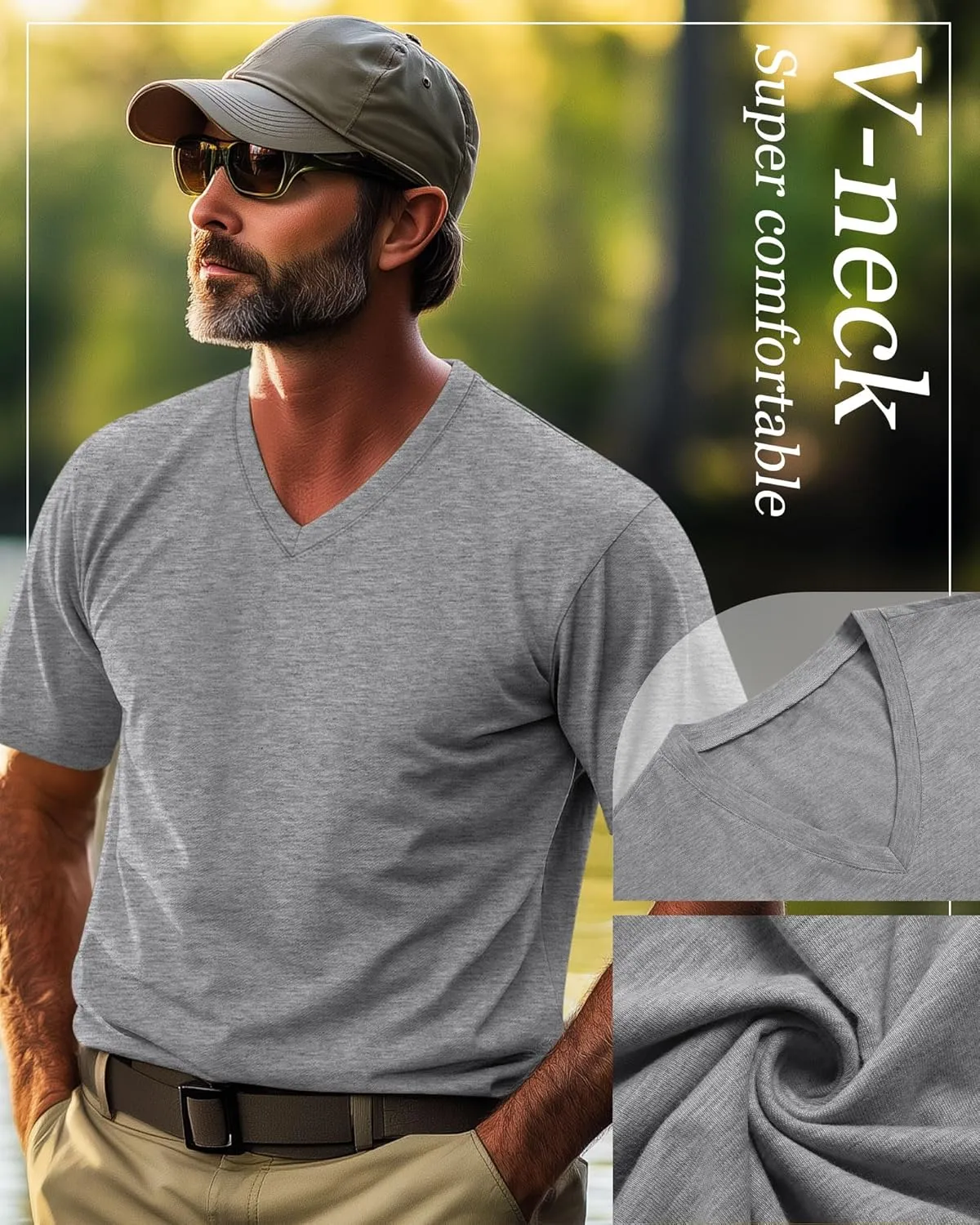 Neer 4 Pack Men's Big and Tall V Neck T-Shirts Casual Short Sleeve Cotton Tee Shirt Plus Size Summer Basic Tops