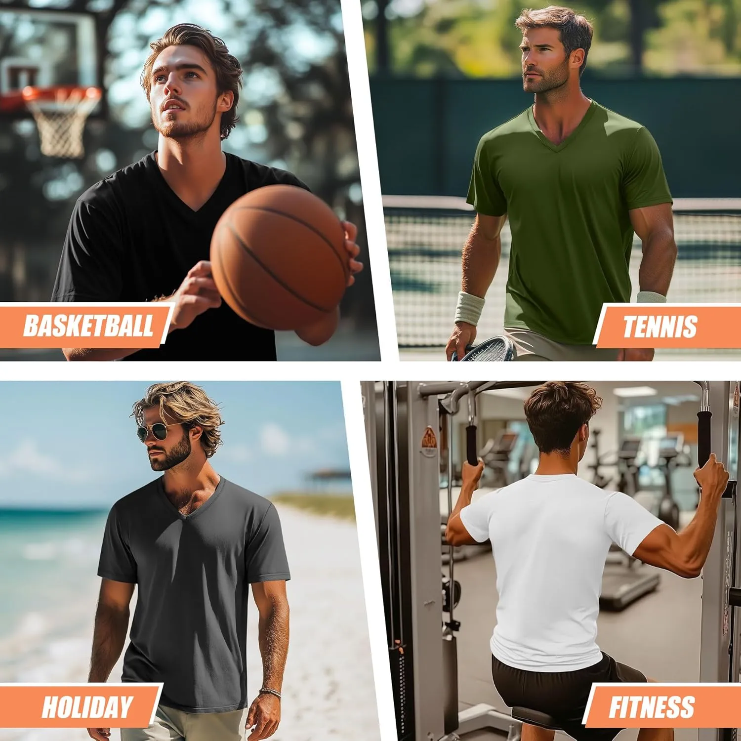 Neer 4 Pack Men's Big and Tall V Neck T-Shirts Casual Short Sleeve Cotton Tee Shirt Plus Size Summer Basic Tops