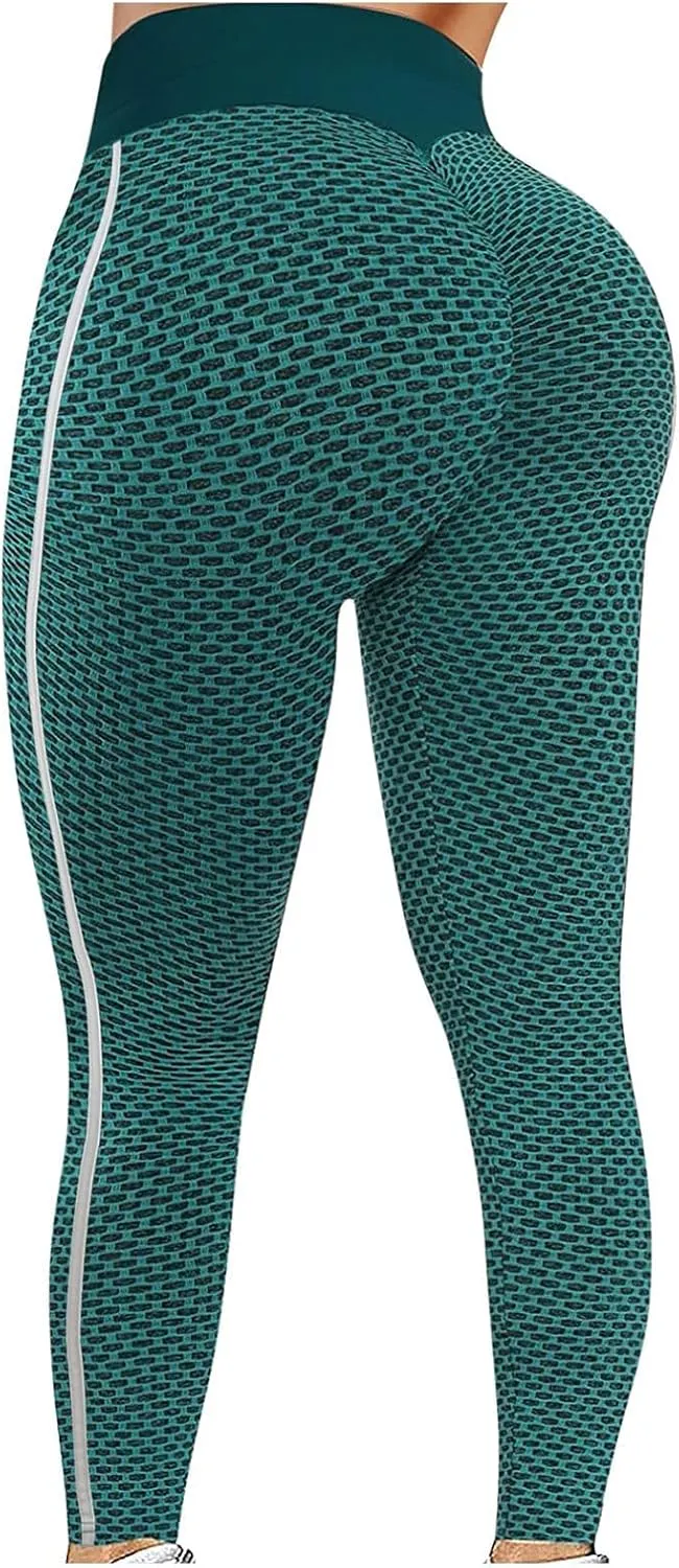 nerohusy Butt Lifting Womens Leggings Plus Size High Waist Workout Pants Cellulite Compression Textured Skinny Sweatpants