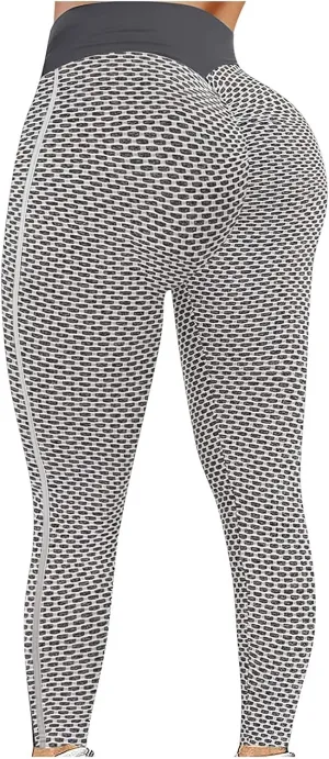 nerohusy Butt Lifting Womens Leggings Plus Size High Waist Workout Pants Cellulite Compression Textured Skinny Sweatpants