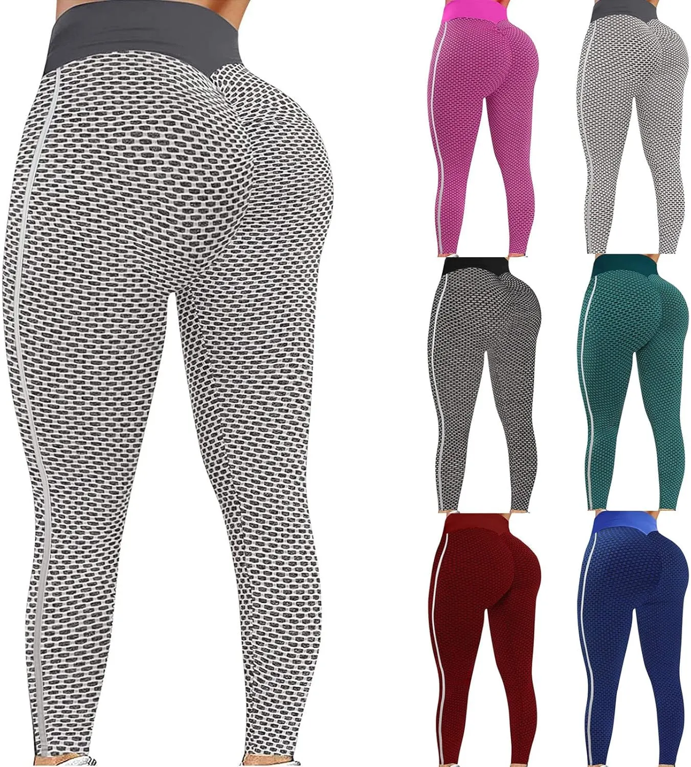 nerohusy Butt Lifting Womens Leggings Plus Size High Waist Workout Pants Cellulite Compression Textured Skinny Sweatpants