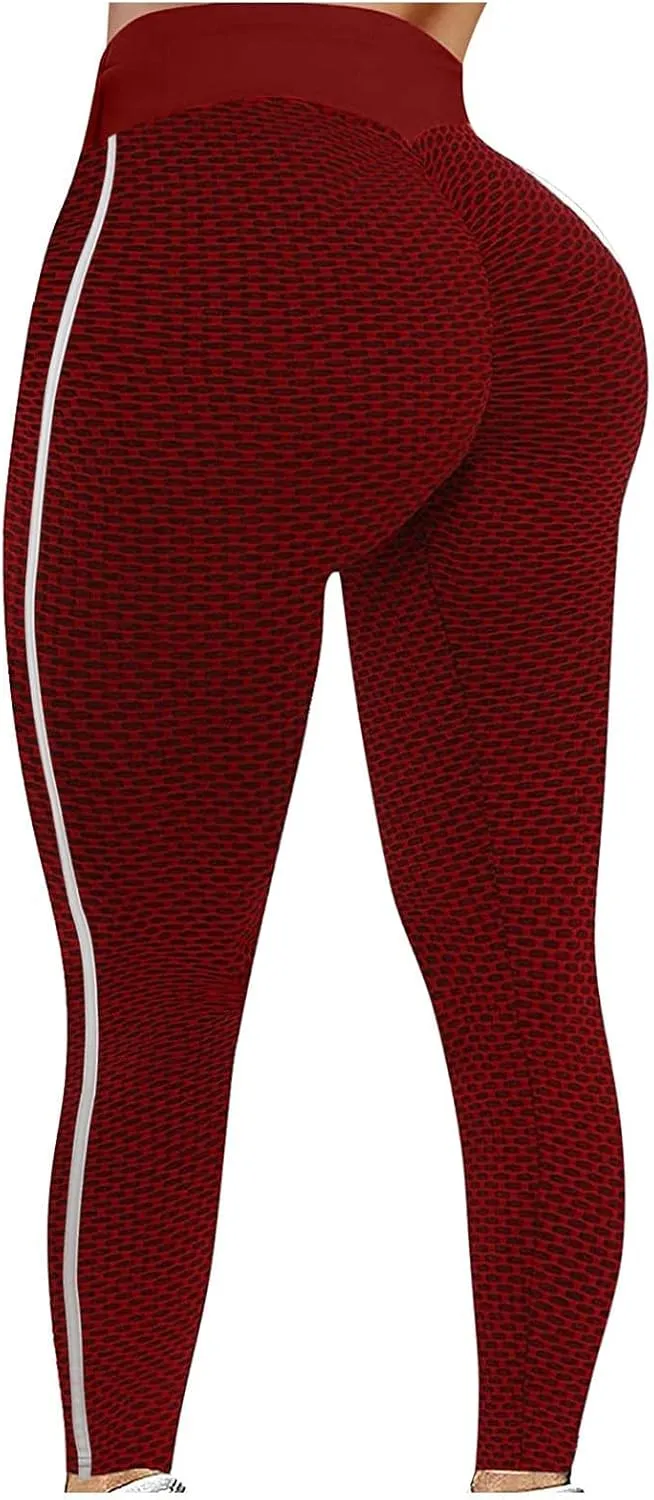 nerohusy Butt Lifting Womens Leggings Plus Size High Waist Workout Pants Cellulite Compression Textured Skinny Sweatpants